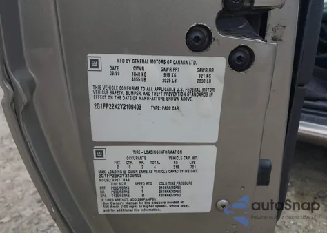 2000 Chevrolet Camaro from USA, damaged, VIN 2G1FP22K2Y2109403